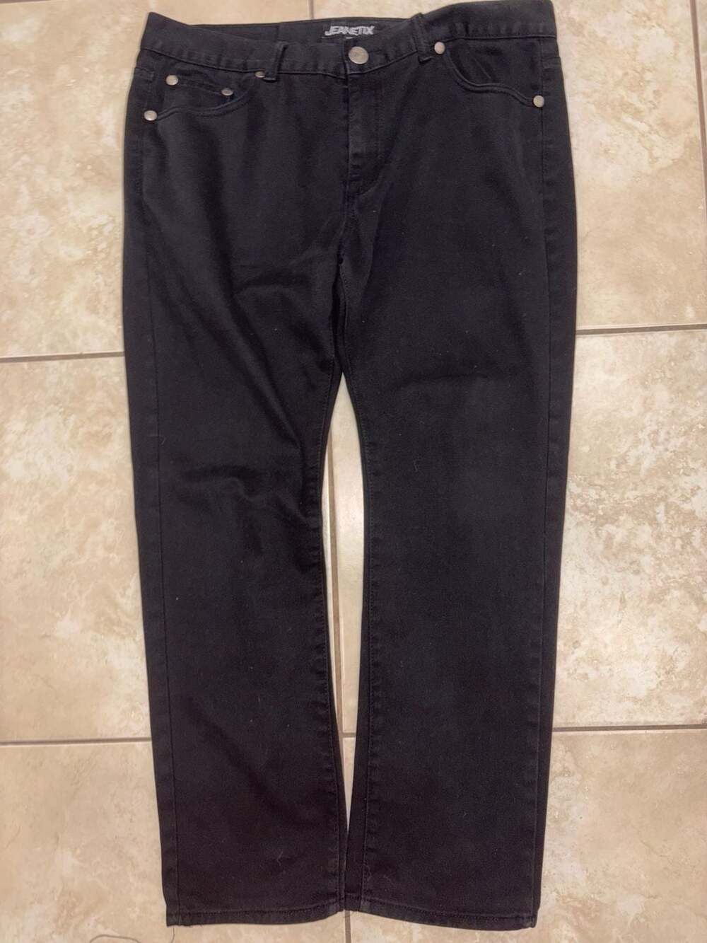 Jeanetix Black Straight Leg Jeans Mens Size 38 Classic Denim Pants Y2K